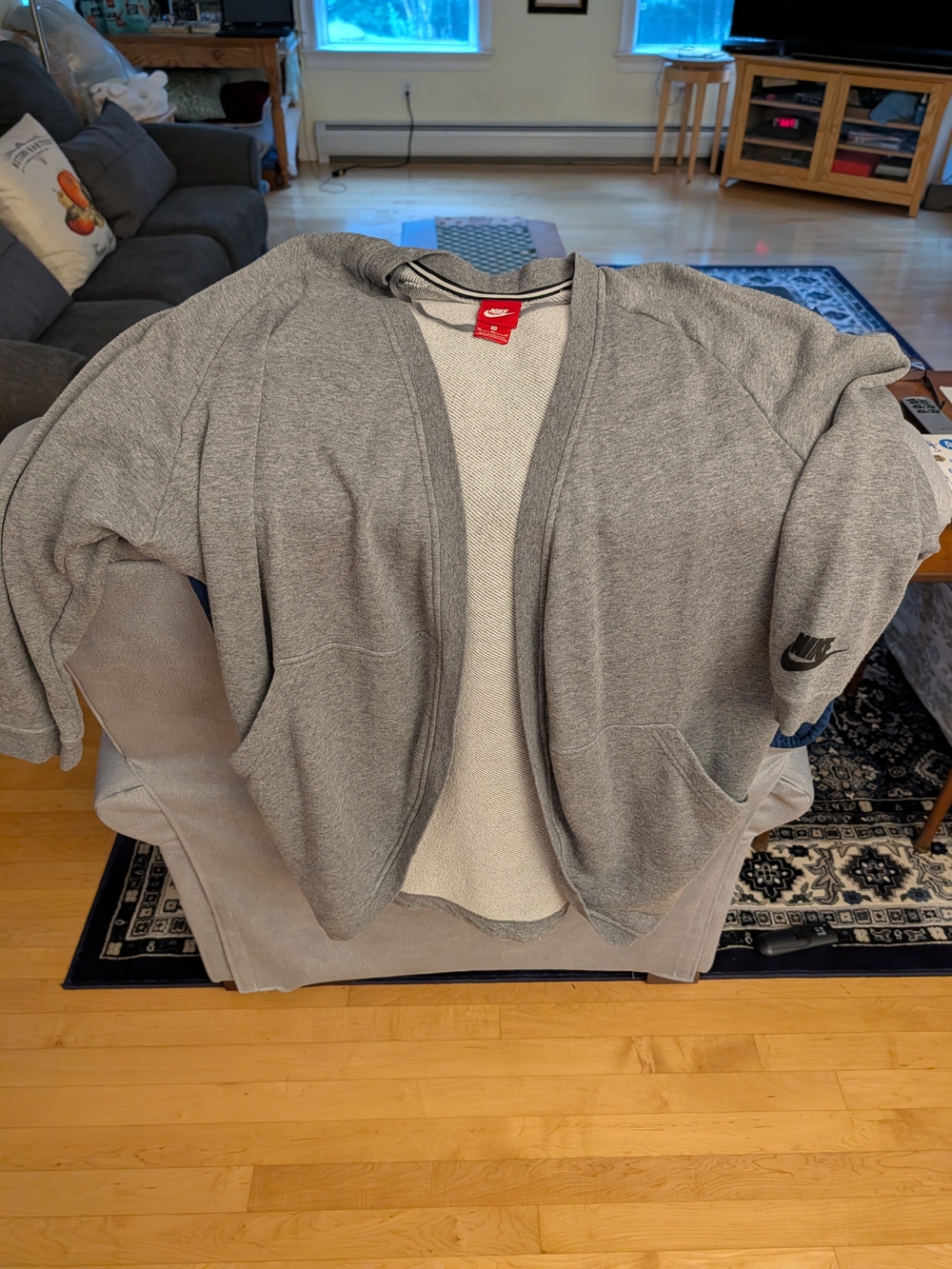 Nike Women's Grey Open-Front Lightweight Sweater